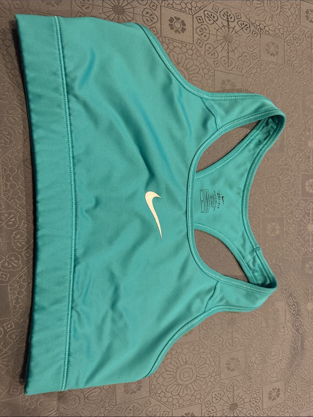 Nike Aqua Racerback Sports Bra with White Swoosh